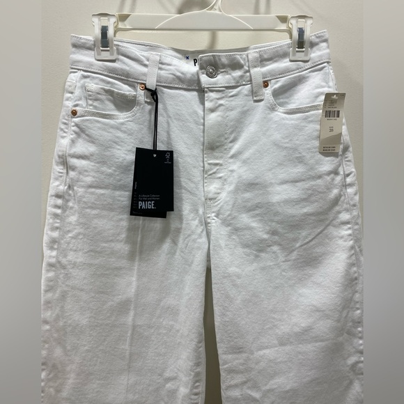 NWT Paige Anessa Wide Leg Cropped Raw Hem Jeam in Crisp White Size 27 - Picture 7 of 8